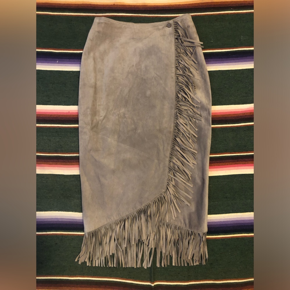 Vintage Leather & Suede Wrap Skirt